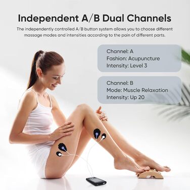 EMS масажер TENS з 36 програмами та 10 електродів для зняття болю та масажу, 2 канали, акумуляторний