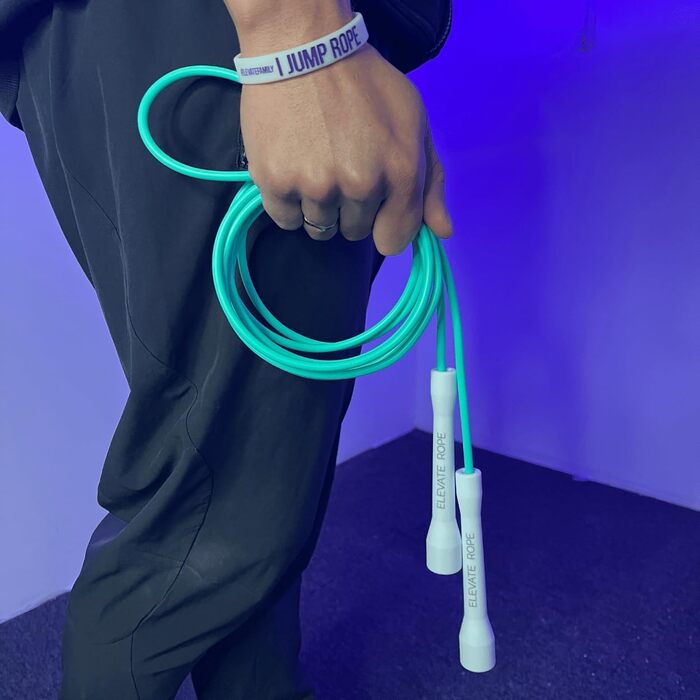 Набір скакалок Elevate Rope: 2 шт. з регулюванням, додаток для тренувань, для дорослих та дітей, швидкісні та з перлинками, для занять в приміщенні та на вулиці (блакитний)