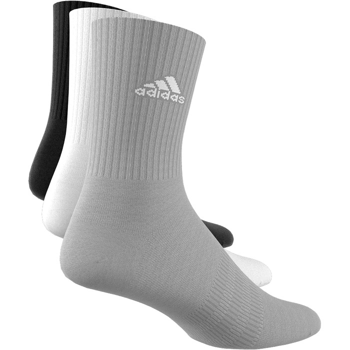 Набір махрових високих шкарпеток adidas Unisex Cushioned Crew, 3 пари, сірий/білий/чорний, розмір XXL (49-51)