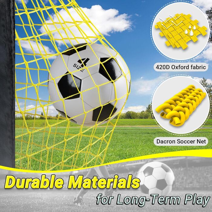 Ворота для футболу Happy Jump Pop-Up – складані для дітей та дорослих | 1 або 2 ворота: 120x90 / 152x110 / 213x152 см | З м'ячем, насосом, конусами та мішенню | Для саду та подарунка