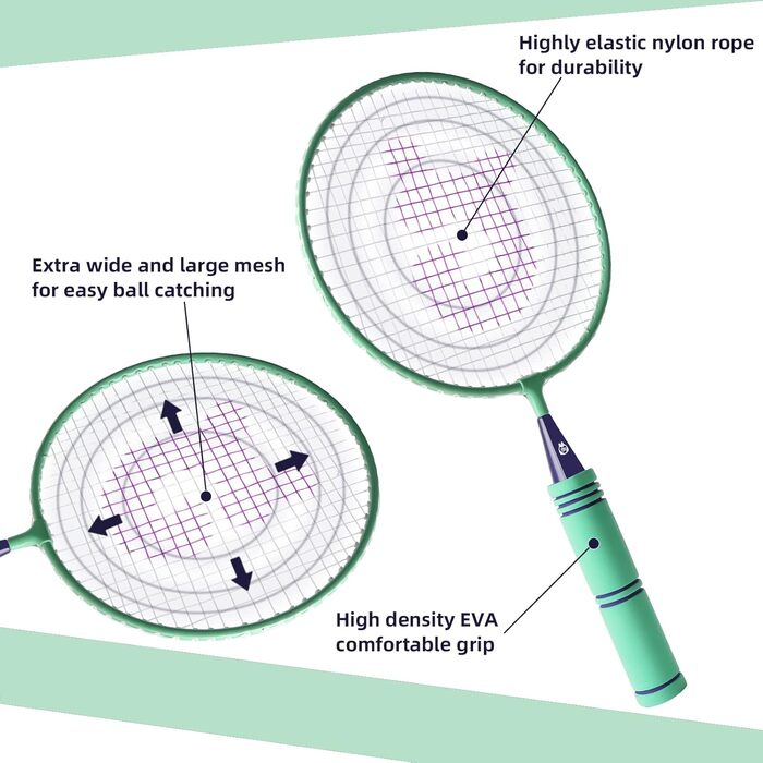 Набір для бадмінтона QKTYB для дітей від 4 до 8 років, легкий сплав, для початківців, з сумкою, зелений
