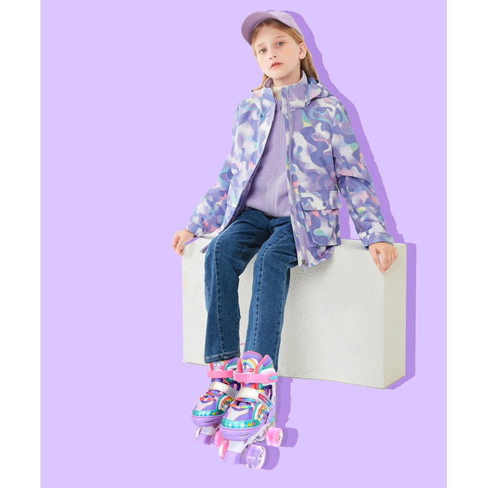 Дитячі ролики Kinder Einhorn для дівчаток, 3-6 років, з підсвічуванням, регульовані, для початківців, фіолетові