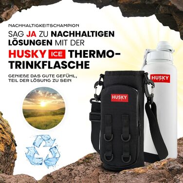 Термос HUSKY ICE 1.2 л із нержавіючої сталі, білий — пляшка для напоїв, подвійні стінки, термос, BPA-free, герметична, для спорту та активного відпочинку, з чохлом, підходить для миття в посудомийній машині