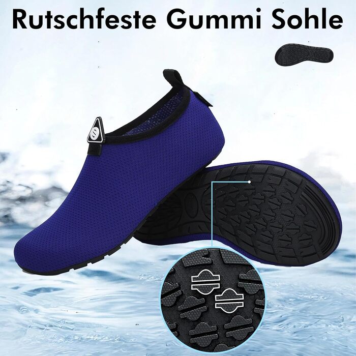 Шкарпетки для плавання SAGUARO: унісекс, швидко сохнуть, розмір 36-47 (38/39 EU), колір індиго