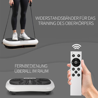 Тренажер HOMCOM Vibration Plate з 2 фітнес-гумками, 99 рівнями вібрації до 120 кг, для ефективного тренування всього тіла 200 Вт