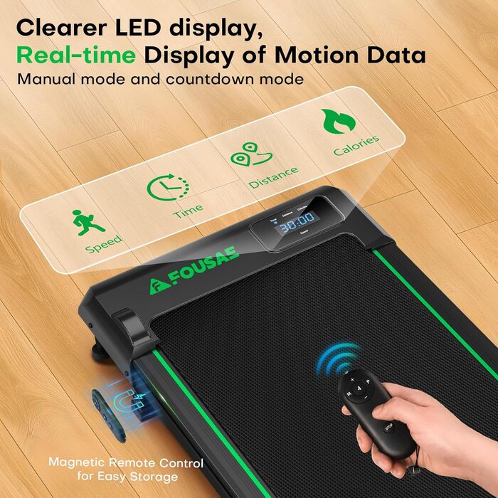 Walking Pad FOUSAE: біговий килимок для дому з нахилом 9% та 12 HIIT-програмами (до 150 кг)