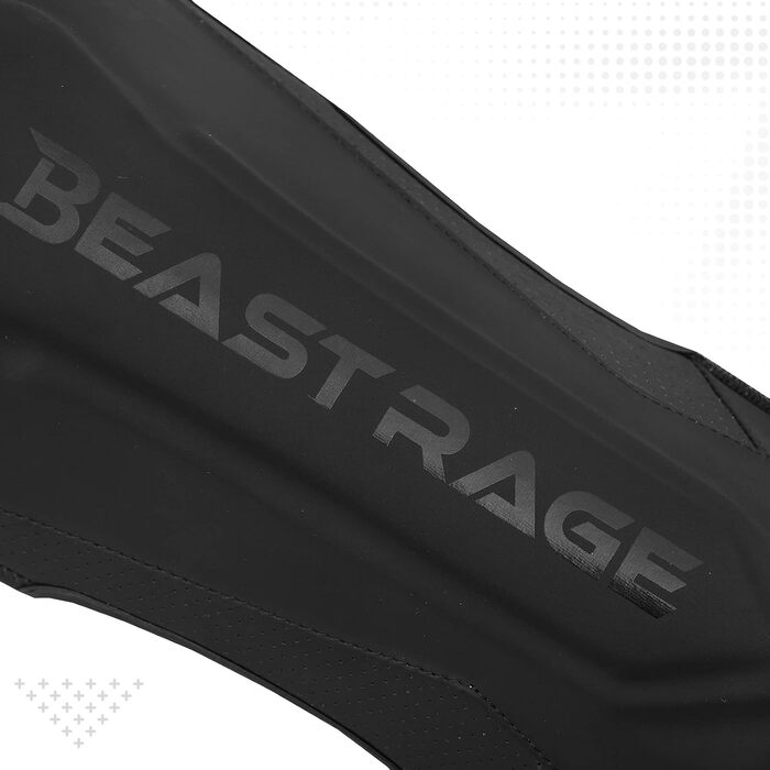 Шкіряні щитки для ніг Beast Rage для кікбоксингу, муай-тай, ММА, боксу, карате, тхеквондо та БЖЖ, з захистом зап'ястя, чорного кольору