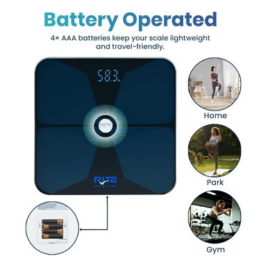 Розумні цифрові ваги з 8 електродами та BIA-технологією для аналізу складу тіла (BMI, м'язова маса), Bluetooth, мобільний додаток
