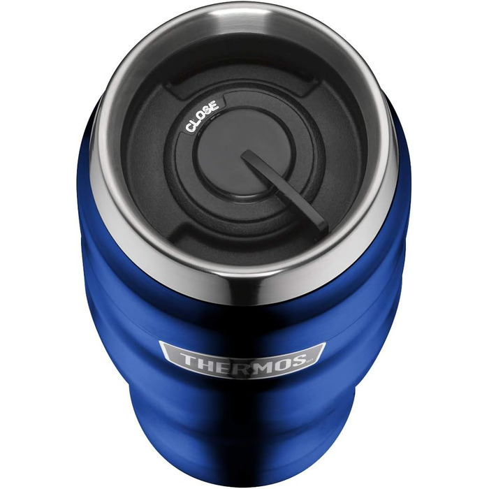 Термокружка THERMOS Stainless King, 470 мл, синя, із нержавіючої сталі, термочашка для кави, ізольована, герметична, зберігає тепло 7 годин, холод 18 годин, BPA-Free, підходить для посудомийки