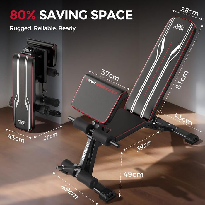 Відкидна лава для тренувань FLYBIRD M-360KG: регульована, до 544 кг, для дому