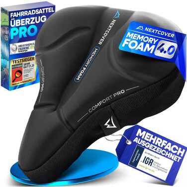 Накидка на сидіння велосипеда Nextcover® CoverPro з Memory Foam 4.0 - ергономічна гелева накладка на сидіння велосипеда - м'яка накидка для сидіння велосипеда I підстилка на сидіння велосипеда для жінок та чоловіків (City)