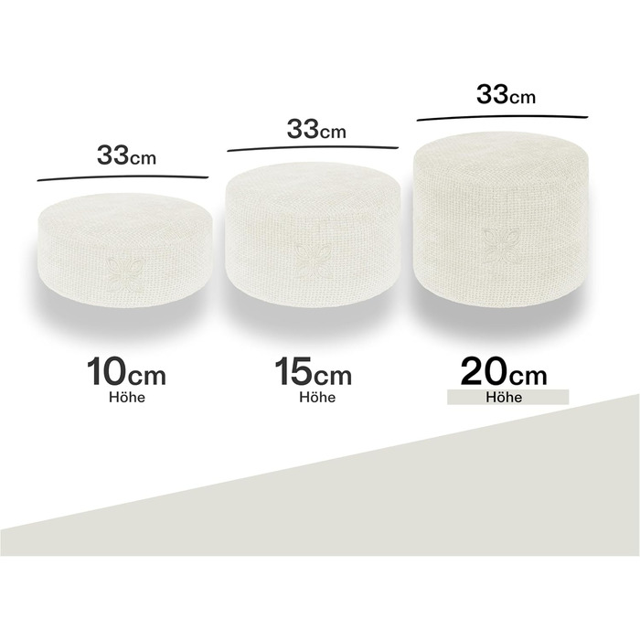 Крісло для медитації Cushy™: кругле подушка для сидіння з дінкової вати (10/15/20 см) - для медитації та релаксації, Made in Germany, Milky Marshmallow