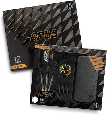 Професійний набір дартс Harrows Opus, 90% вольфрам, 16 предметів, сталеві наконечники, всі ваги, карбонові стержні, Opus Flights