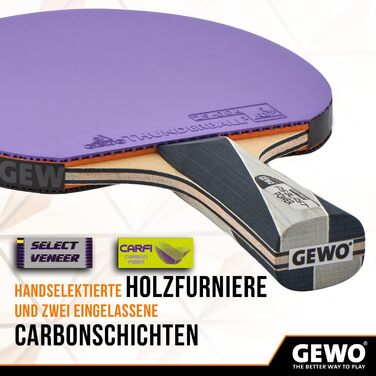 GEWO PS Blast Power – професійна ракетка для настільного тенісу, ITTF, універсальна, накладка Thunderball 2, 1,8 мм, висока обертальність, конкавна ручка