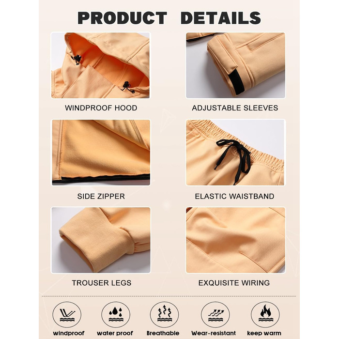 Комбінезон для сноуборду та лижного спорту HOUZONIY (XL, Khaki) - теплий, непромокаючий, з капюшоном