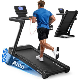 Біговий тренажер MERACH для дому з нахилом 18%, автоматична зміна нахилу, 1-14 км/год, складаний, потужність 3.5HP, розмір 46*120 см, 12 програм, чорний