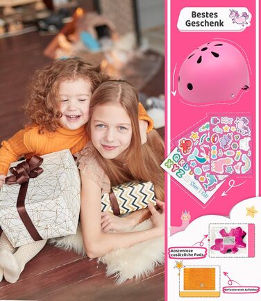 Дитячий велосипедний шолом Simply Kids з наклейками, сертифікований CPSC та CE, для скейтборду, велосипеда, самоката, для хлопчиків і дівчаток 2-8 років, розмір 46-58 см, дизайн 'Друзі у Країні чудес', рожевий