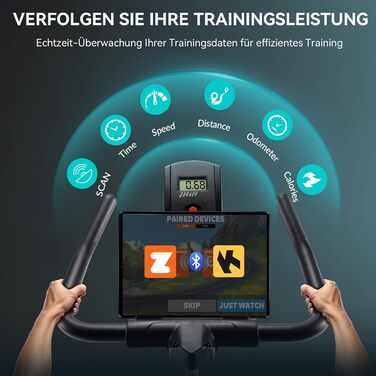 Венекер Домашній Велотренажер з APP, LCD-монітором, Магнітним Гальмом, для дому, Bluetooth, 160 кг, блакитний