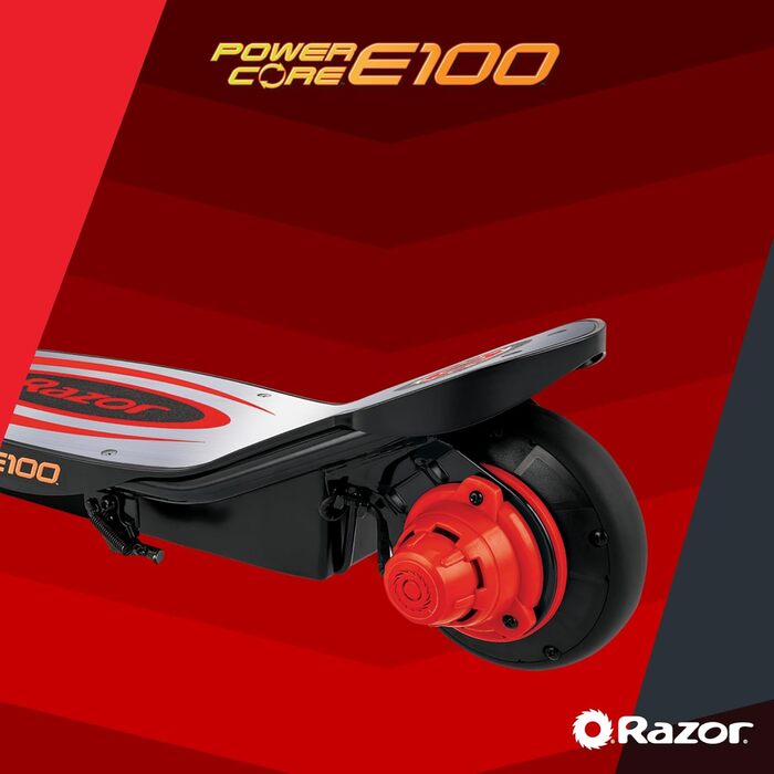 Дитячий електросамокат Razor Power Core E100, 100 Вт, з мотором у ступиці, надувне колесо 8'', швидкість до 18 км/год, до 60 хв їзди, для дітей від 8 років
