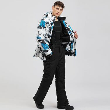Комплект гірськолижний чоловічий HOTIAN: куртка та штани, зимовий костюм, водонепроникний, вітронепроникний, синій+чорний