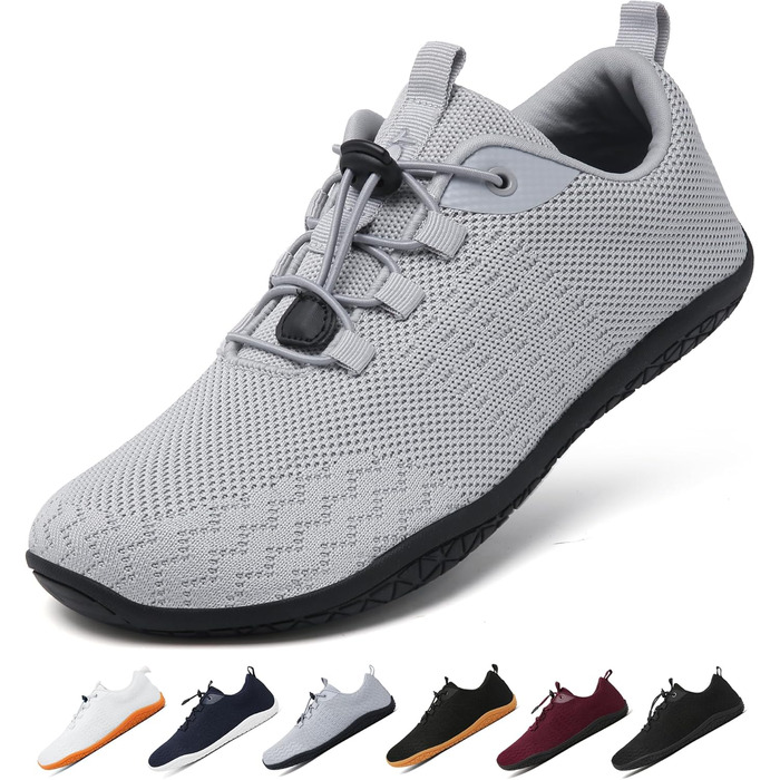 Geweo Взуття для пішохідної ходьби без шкарпеток: зручні кросівки для жінок та чоловіків з широкою передньою частиною, легкі спортивні кросівки для фітнесу, джогінгу, трейлу, хандрі, подорожей. Zero-Drop підошва, унісекс, розміри 37-47 EU (45 EU широка, с