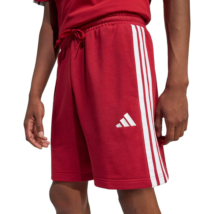 Чоловічі шорти Adidas Essential Three Stripes French Terry (XXL, Active Maroon/White) з трьох смужок