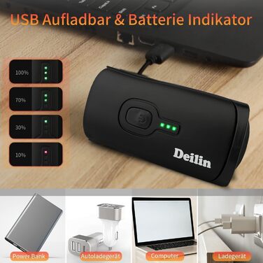 Набір велосипедних ліхтів Deilin: LED, 70 Lux, USB, водонепроникні (IPX5), переднє та заднє освітлення