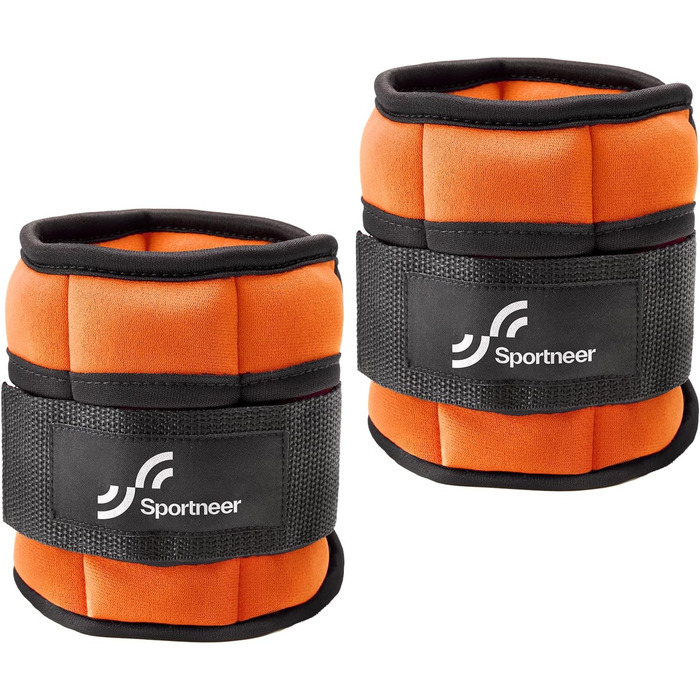 Утяжелители для ног и рук Sportneer регулируемые, 2.2 кг/пара (4.5 кг), оранжевые - для фитнеса, ходьбы, бега