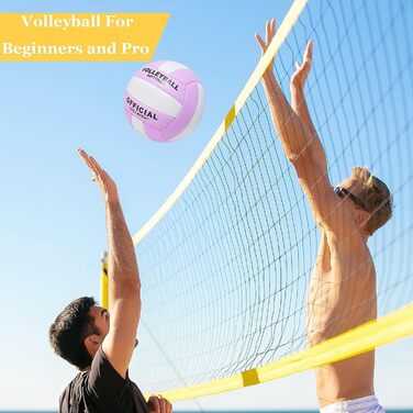 Волейбольний м'яч офіційний розмір 5, комплект з м'яким м'ячем для гри в приміщенні, на вулиці, на пляжі, тренувальний інвентар для волейболу та басейну, фітнес-зал, зелено-білий (фіолетовий/білий)