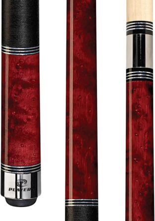Більярдний кий Players C-960 Classic Crimson Birds-Eye Ahorn з трьома срібними кільцями, 20 oz