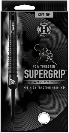 Дротики Harrows Supergrip Black 90% вольфраму, 23 г, сталевий наконечник