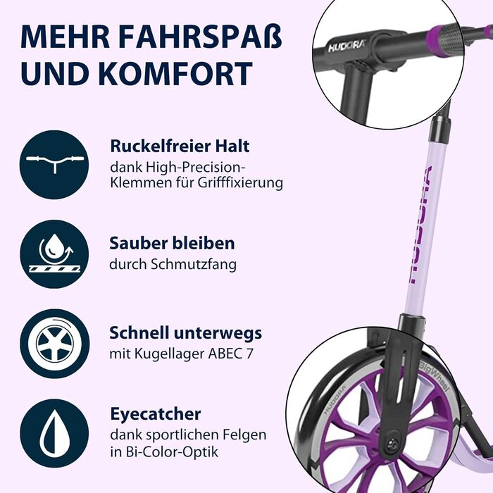 Самокат HUDORA BigWheel 205 Advanced алюмінієвий, до 100 кг, складаний, для дітей, підлітків і дорослих
