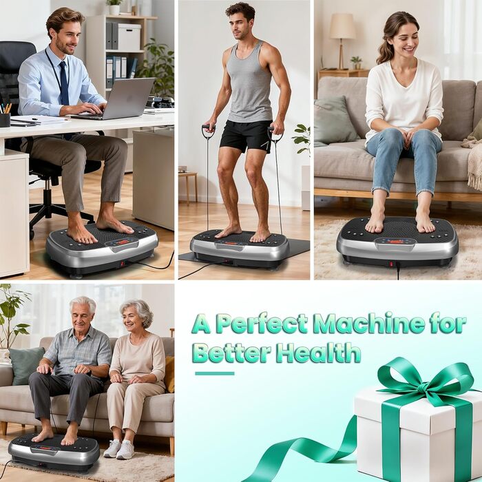 Віброплатформа для дому з подвійним мотором, 160 кг, для схуднення, тренування всього тіла та нарощування м'язів (Сірий)