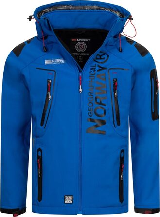 Чоловіча куртка Softshell Geographical Norway FVS — демісезонна outdoor куртка для походів та спорту, водонепроникна, синя, розмір L