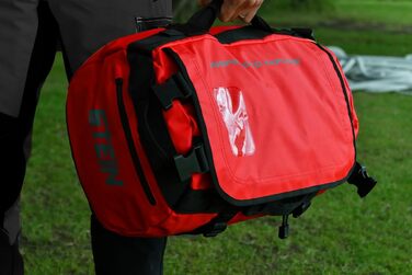 Водостійка сумка-рюкзак STEIN Metro 40 л, червона — трансформер з ПВХ-покриття, компресійними ременями та м'якими плечовими ременями