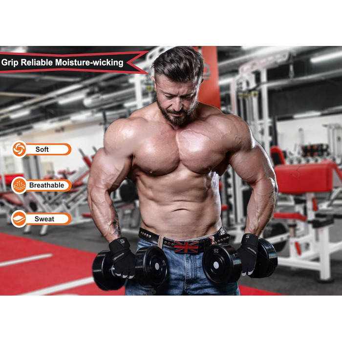 Фитнес-рукавички Sawans для жінок та чоловіків з підтримкою зап'ястя, посилені, з антиковзаючою поверхнею, для тренувань, фітнесу, їзди на велосипеді, підтягувань та інших видів спорту. Довга петля на зап'ясті L