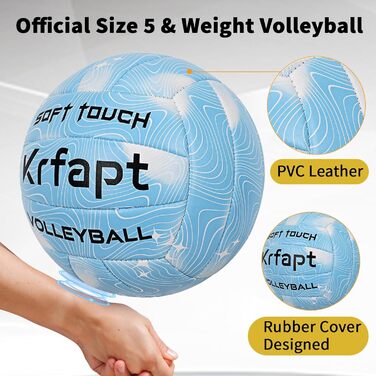 Волейбольний м'яч Krfapt розмір 5, офіційний, Soft Touch, для тренувань, Outdoor/Indoor, водонепроникний, з дизайном Ripples (Blue/Purple/Pink)
