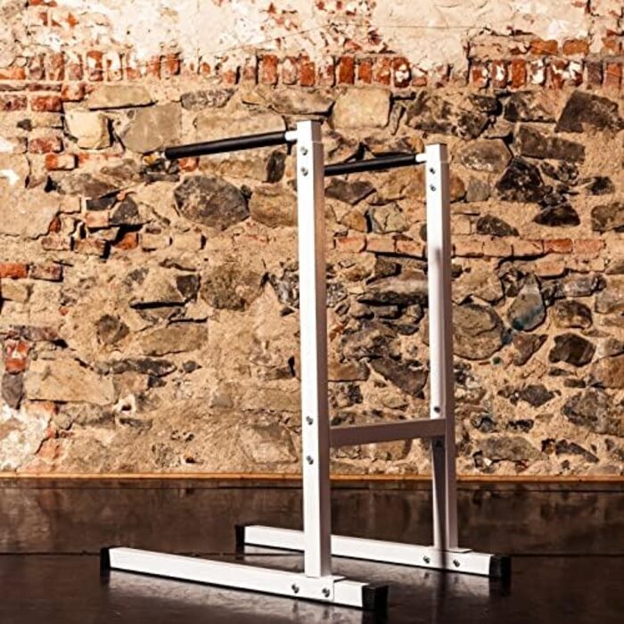 Станція для віджимань GORILLA SPORTS®, 98x65x125 см, до 150 кг, сталевий турнік, м'які ручки, чорна або біла, для фітнесу, паралети, бруси