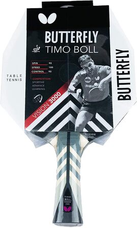 Ракета Butterfly Timo Boll Vision 3000 для настільного тенісу, професійна ракетка для просунутих гравців, ITTF сертифікований гумовий шар Wakaba, ручка конкавна