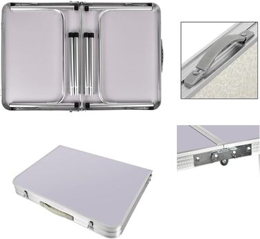 Складаний стіл 60 см, портативний, для кемпінгу та пікніків, садовий, вуличний, з алюмінієвим каркасом та регульованою висотою, 60 x 45 x 25,9 см (Д x Ш x В)