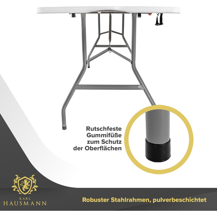 Складаний стіл для кемпінгу Karl Hausmann 180x75x74 см - білий