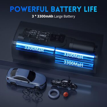 Портативний електричний компресор Adicop 9900mAh, насос 150PSI з манометром для авто, велосипедів, мотоциклів, м'ячів