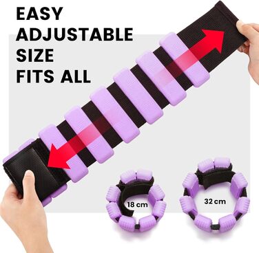 Ваги для ніг та рук, регульовані | Набір 2 шт (1 кг пара, 0,5 кг кожний) | Силіконові ваги на зап'ястя для жінок | Йога, Пілатес, танці, балет, біг, плавання, кардіо (фіолетовий)