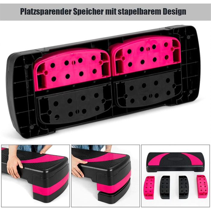 STEPPER COSTWAY: регульована платформа для степу, рожевий, до 250 кг