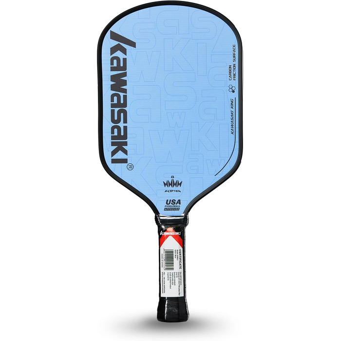 Рікет для піклболу Kawasaki T700 з вуглецевим волокном, 14 мм PP Honeycomb серцевина (CFS) - схвалено USAPA, для змагань, з чохлом та ручками (King 6 Series) (БЛАКИТНИЙ)