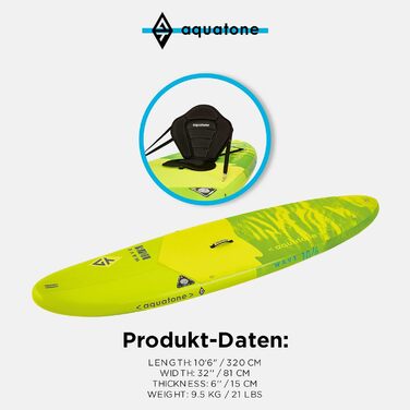 Надувна SUP-дошка AQUATONE Wave Allround 320x81x15 см, 300 л, універсальна, комплект для сапбордингу, для чоловіків і жінок