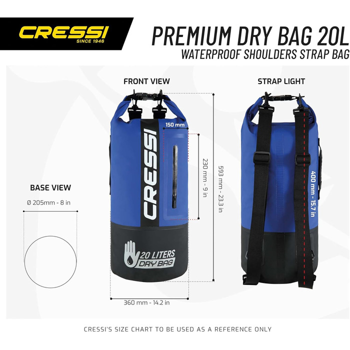 Водонепроникний мішок CRESSI Unisex, 20 літрів, чорний/синій, біколорний