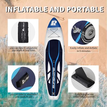 Надувна SUP-дошка Runwave SUNSHINE з антиковзаючим покриттям, широкою платформою та комплектом аксесуарів, для підлітків і дорослих початківців