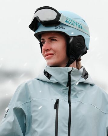 Шолом для сноуборду та лиж OutdoorMaster з маскою, 12 вентиляційних отворів, матова м'ята, розмір L (58-61 см), для чоловіків, жінок і підлітків