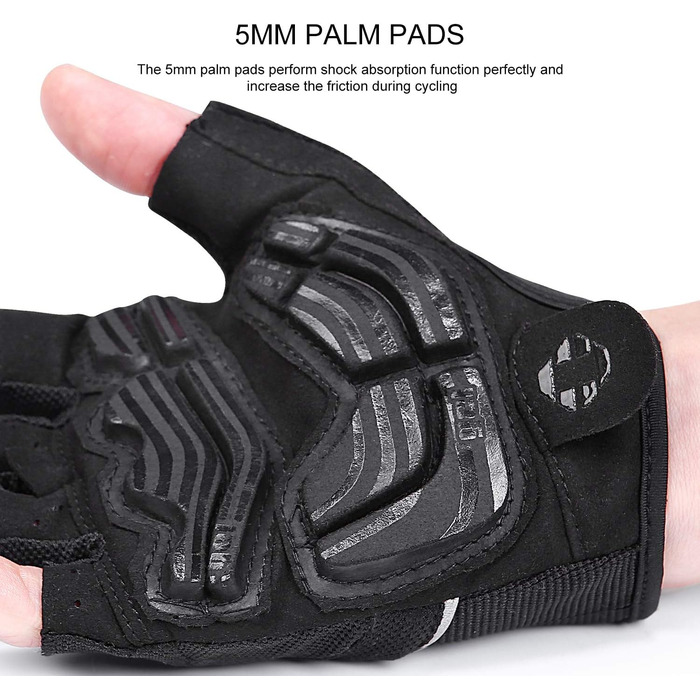 Велосипедні рукавички Inbike Habfinger з вентиляцією, антиковзаючі, амортизуючі, для гірського велосипеда, чоловічі/жіночі, літні, для велоспорту, MTB (Чорний, M)